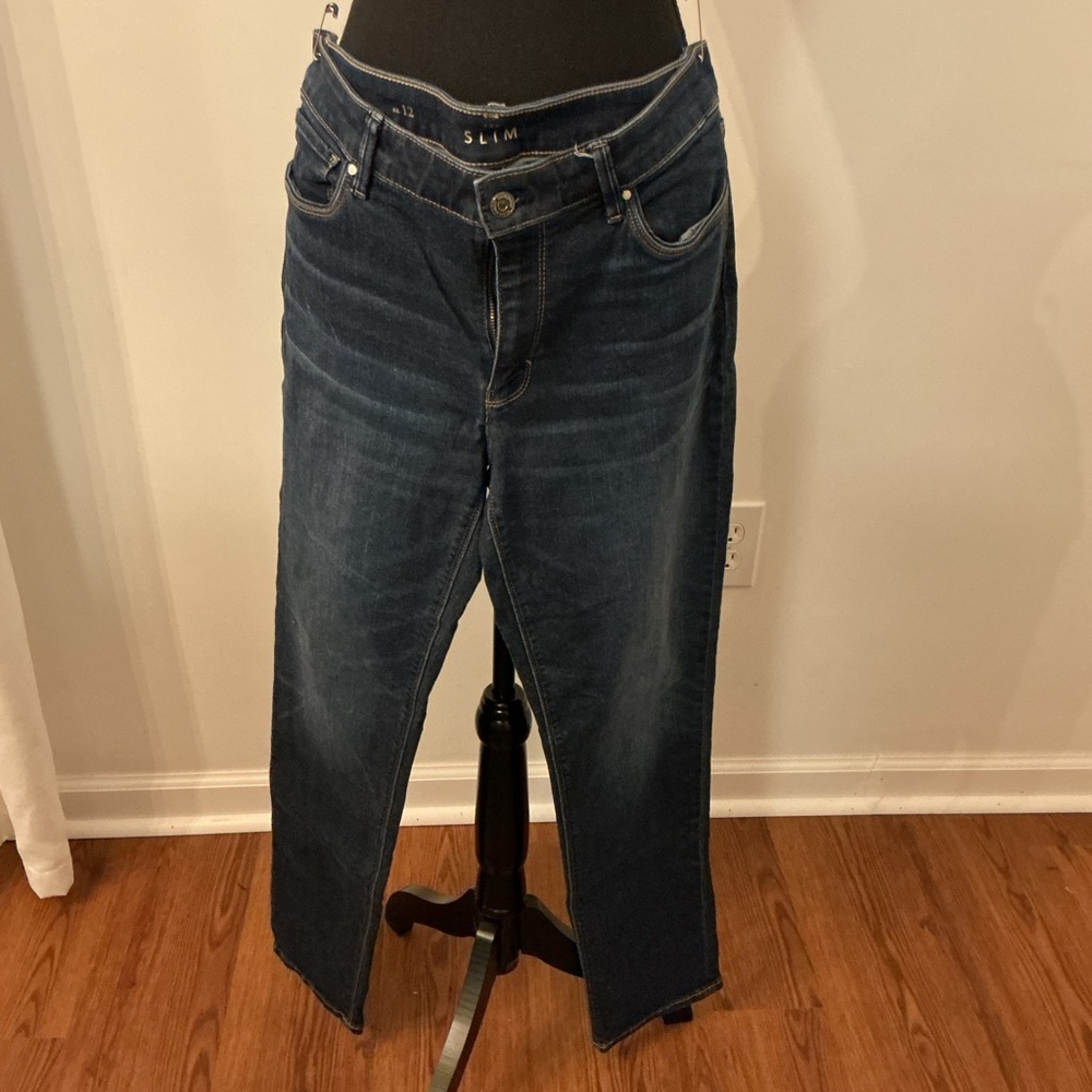 White House Black Market Dark Blue Straight Leg Jeans high rise